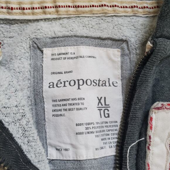 Aeropostale Hoodie Womens XL Full Zip Embroidered Spell Out New York Distressed - Picture 2 of 7